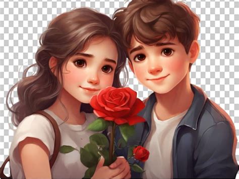 Um Jovem Casal Bonito Personagem De Desenho Animado Psd Premium