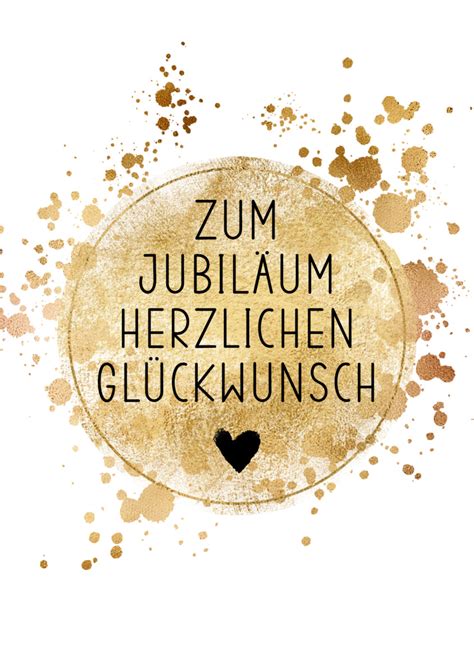 Gruppenkarte mit einem Herz im Goldlook Zum Jubiläum Herzlichen