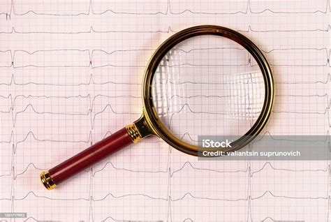 Cardiogram Background Through Magnifying Glass Cardiology Research And