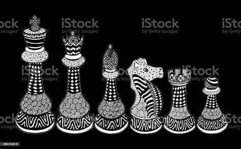 Potongan Catur Set Drawing Ilustrasi Catur Potongan Catur Pion Potongan