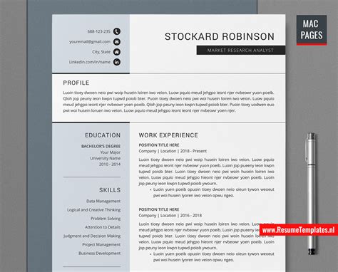 For Mac Pages Professional Resume Template Cv Template For Mac Pages