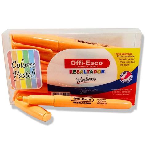 Resaltador Mediano Offi Esco Pastel Naranja Oe X Unidad