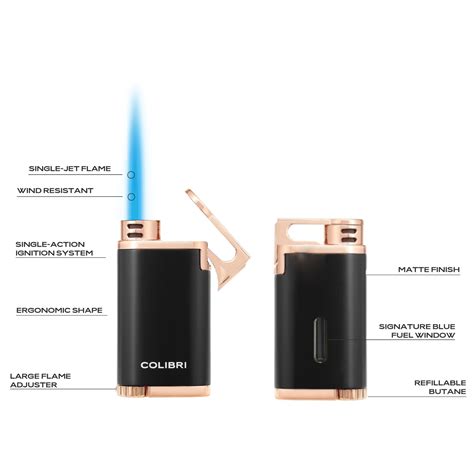 Colibri Single Jetflame Belmont Metallic Black Rose Gold Aansteker