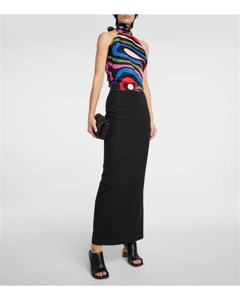 Emilio Pucci Marmo Crepe Maxi Skirt In Black Lyst