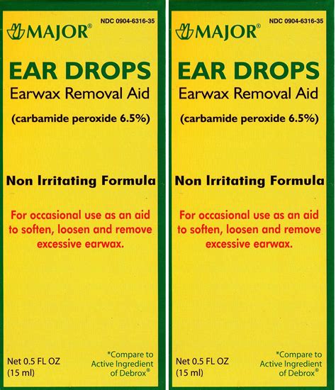 Ear Drops Earwax Removal Aid Carbamide Peroxide 6 5 Generic For Debrox 0 5 Oz 15 Ml Per