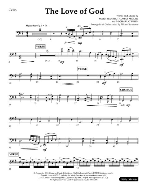 The Love Of God Choral Anthem SATB Cello Sheet Music PDF Lifeway