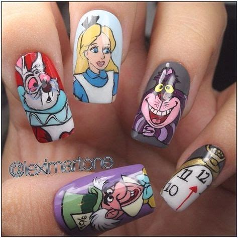 Unhas Gatas Alice In Wonderland Nails Disney Acrylic Nails Disney