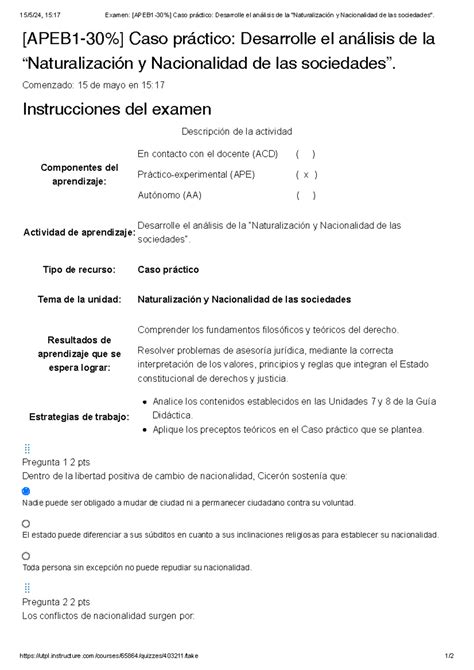 Examen Apeb Caso Pr Ctico Desarrolle El An Lisis De La