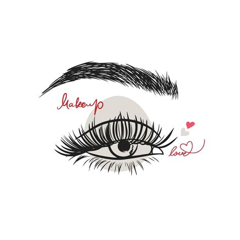 Contour Female Eye Makeup Long Eyelashes Nude Flowers Fashion 19826080 Vector Art At Vecteezy