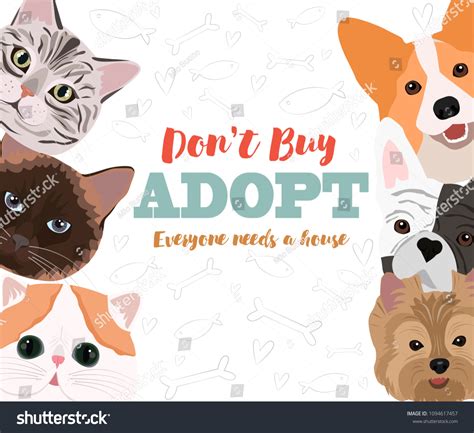 Illustration Dogs Cats Poster Pet Adaptation Stock Vector (Royalty Free ...