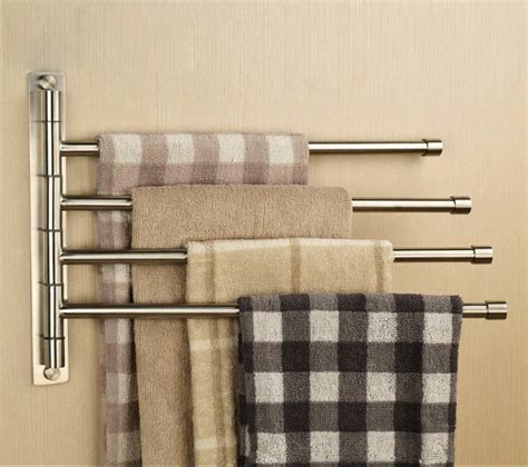 Sumnacon Silver Stainless Steel Wall Mounted Towel Rail Swivel Bars