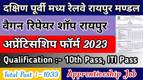 SCER Raipur Apprentice 2023 Form Kaise Bhare Latest Railway