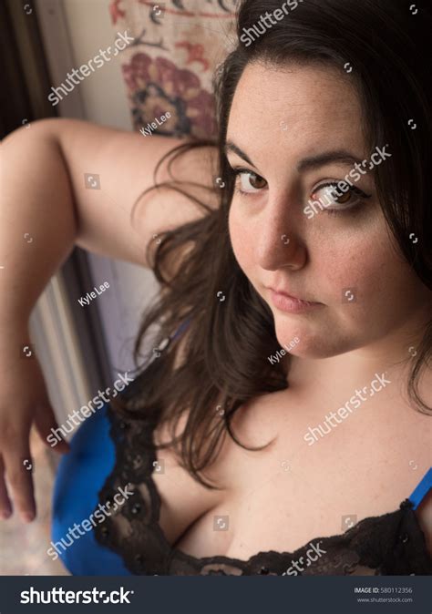 Plus Size Brunette Woman Posing Satin Stock Photo Shutterstock