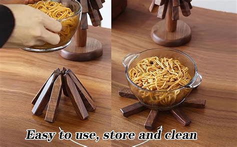 Amazon Black Walnut Wooden Trivet Set Tree Shape Coasters For Hot Dishes Pans 3