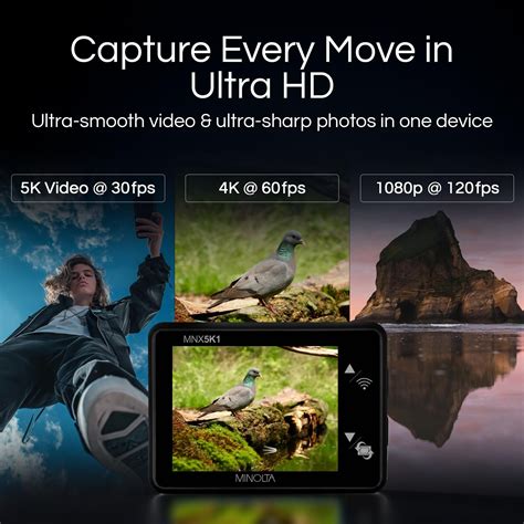 Minolta Action Camera – 5K Ultra HD at 30fps, 24MP Photos, 170° Wide
