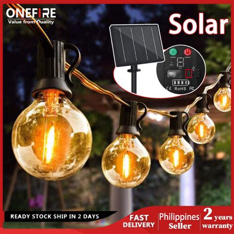 Solar String Lights Outdoor Waterproof with Remote,G40 LED Bulbs Patio ...