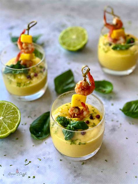 Brochetas De Gambas Con Crema De Mango Maria Cosbel