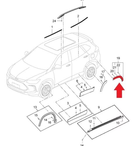 Moldura Guardabarro Trasero Der Tracker Chevrolet Origin