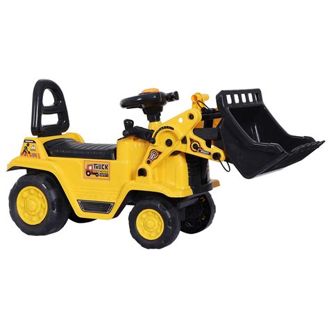 HOMCOM Porteur Bulldozer Pour Enfants 3 Ans Tracteur Tractopelle Pelle