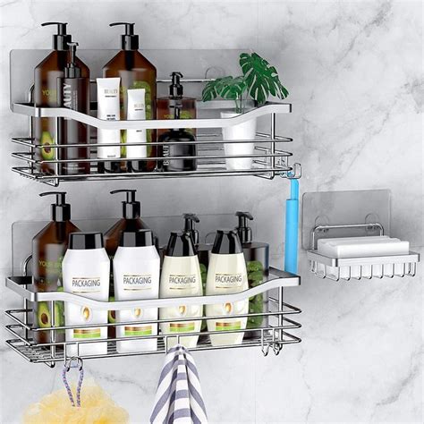 Orimade Shower Caddy Basket Soap Dish Holder Shelf With Hooks