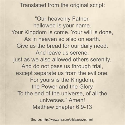 Lord S Prayer Translated From Its Original Script Queentulip