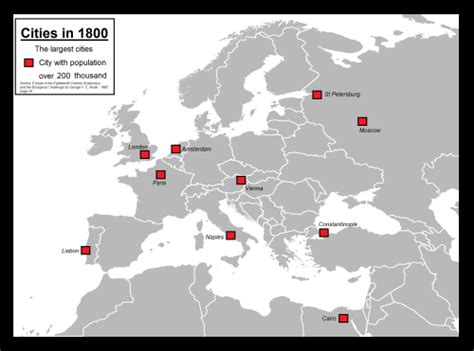 Largest cities in Europe, North Africa and West Asia in 1800 ...