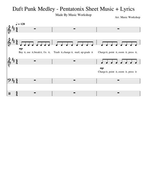 Daft Punk Medley Pentatonix Sheet Music Lyrics Sheet Music For Drum Group Bass A Capella