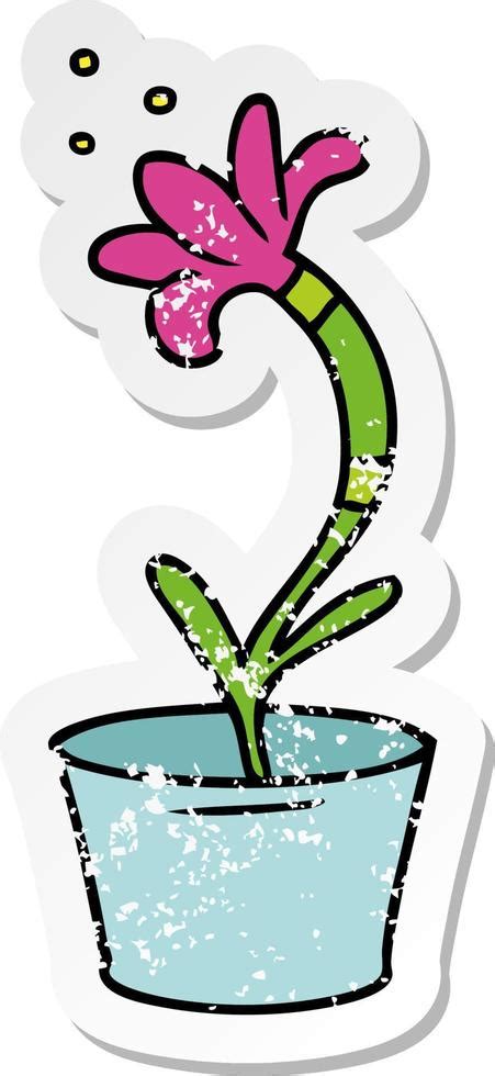 Distressed Sticker Cartoon Doodle Of A House Plant Vector Art