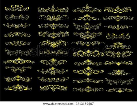 Set Decorative Swirl Border Black Background Stock Vector (Royalty Free ...