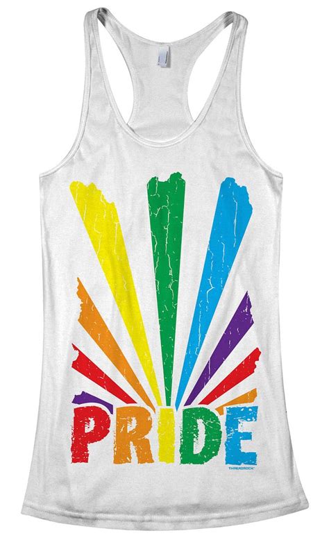 Threadrock Women S Gay Pride Rainbow Sunray Racerback Tank Top Lesbian Lgbt Ebay