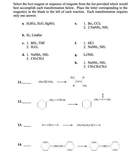 Solved Text Select The Best Reagent Or Sequence Of Reagents From The