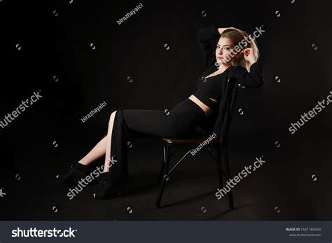 Portrait Blonde Girl Black Background Isolated Stock Photo 1681766530 Shutterstock