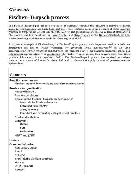 Fischer-Tropsch Process | PDF | Gas To Liquids | Chemical Compounds