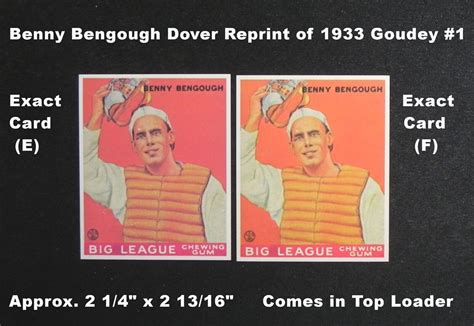 Benny Bengough Dover Reprint Of Goudey Gum Company Card E On