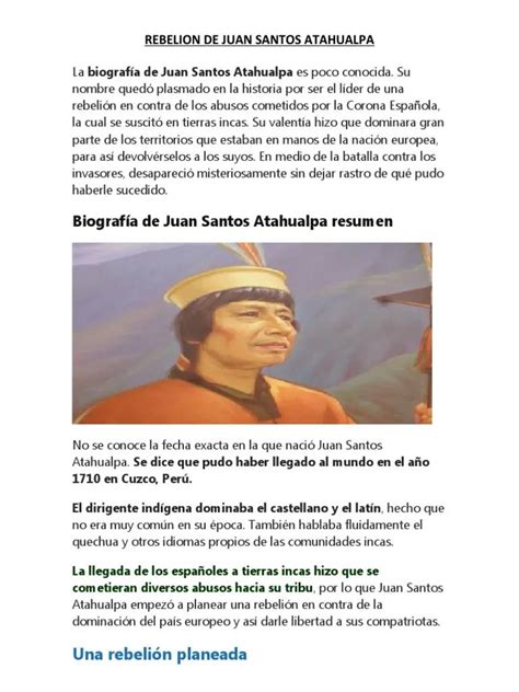 Rebelión De Juan Santos Atahualpa Lucha Indígena En Perú En Pocas