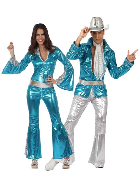 Blue S Disco Couples Costume For Adults Blue Disco Costume For