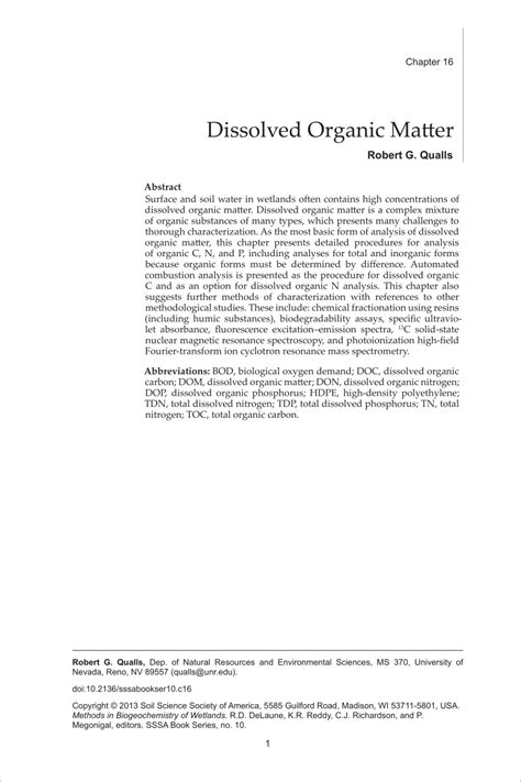 Pdf Dissolved Organic Matter