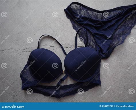 Lace Blue Lingerie Set Stock Photo Image Of String