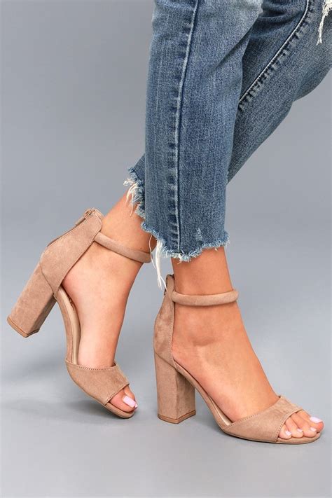 Taupe Suede Shoes Taupe Heels Ankle Strap Heels