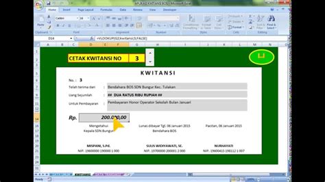 Aplikasi Kwitansi BOS Format Microsoft Excel YouTube