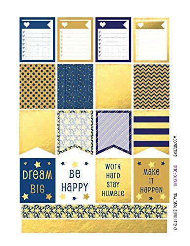 Monthly Planner Stickers Blue and Gold Tone Boxes & Strips Stickers ...