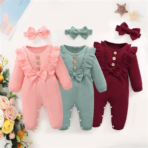 Roupas Para Beb S Rec M Nascidos Gril Romper Manga Longa Ruffle Pcs