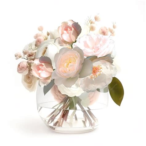 Premium Photo White Roses In Glass Vase On White Background Isolated