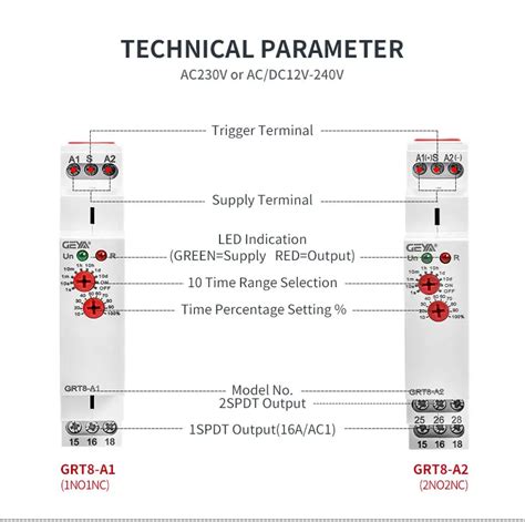 Geya Grt A Delay On Time Relay Ac V Din Rail Single Function Ac V