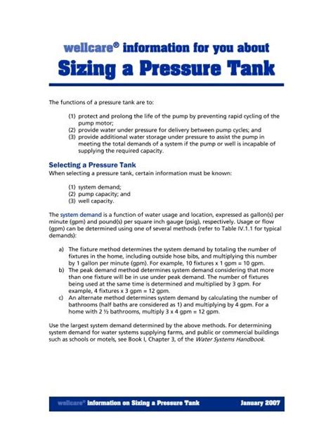 Sizing a Pressure Tank - Water Systems Council