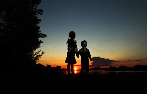 Silhouette of children stock photo. Image of outdoor - 83474664