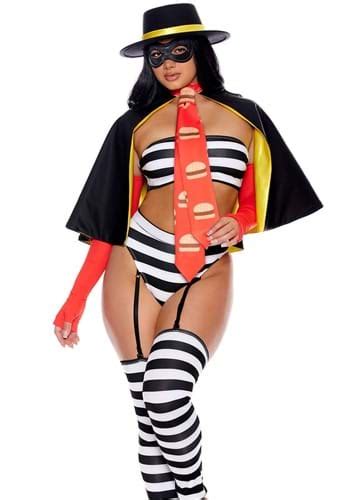 Sexy Women's Burger Burglar Costume | Fast Food Costumes