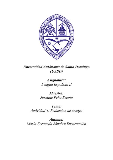 Letras 012 Unidad 4 Universidad Autónoma de Santo Domingo UASD