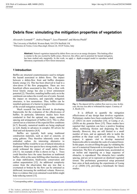 (PDF) Debris flow: Simulating the mitigation properties of vegetation