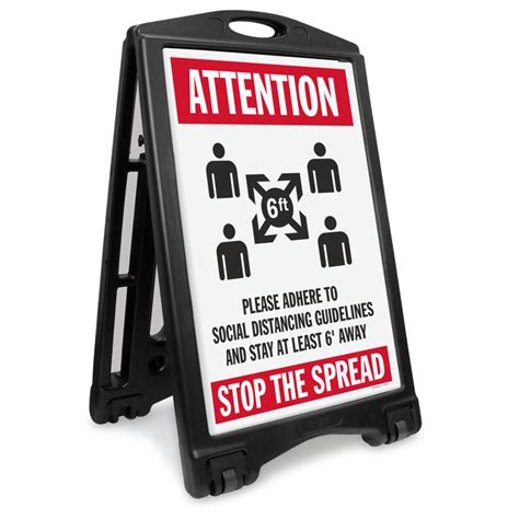 SmartSign Attention Stop The Spread Social Distancing Portable Sidewalk